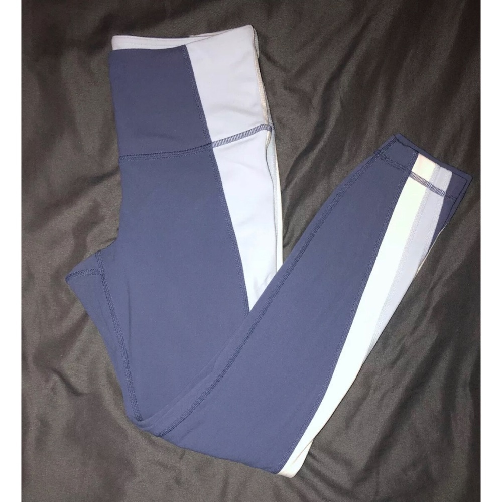ATHLETA Colorblock Asym 7/8 Leggings Blue/White XS